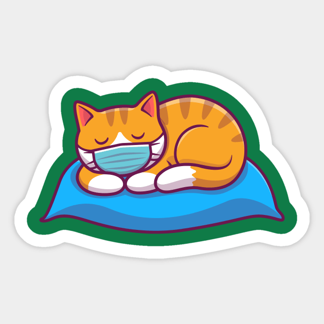 Cute cat sleeping with mask on cartoon Sticker by Catalyst Labs